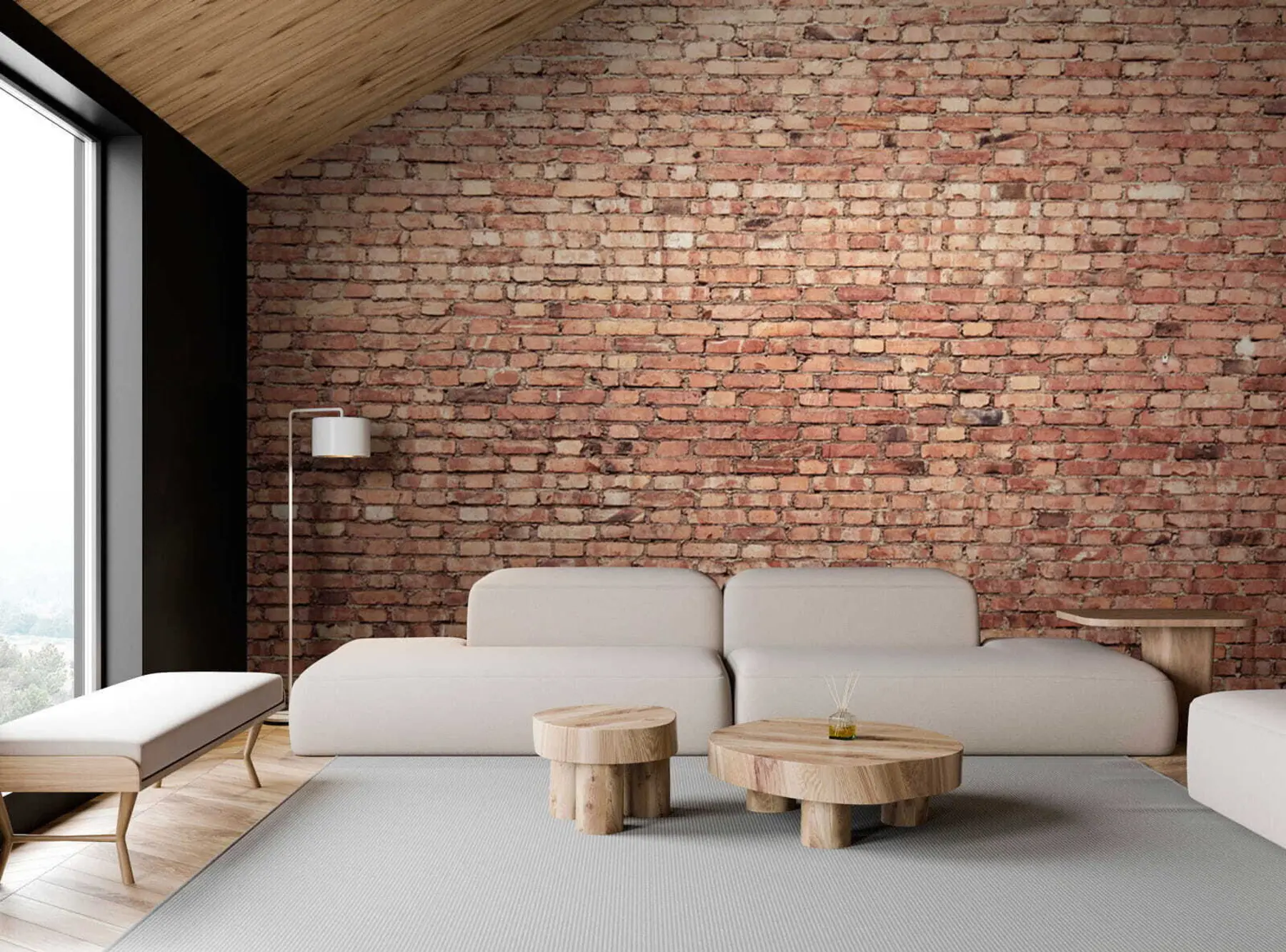 zidne murale Smeđa, drvo i pravokutnik u53032