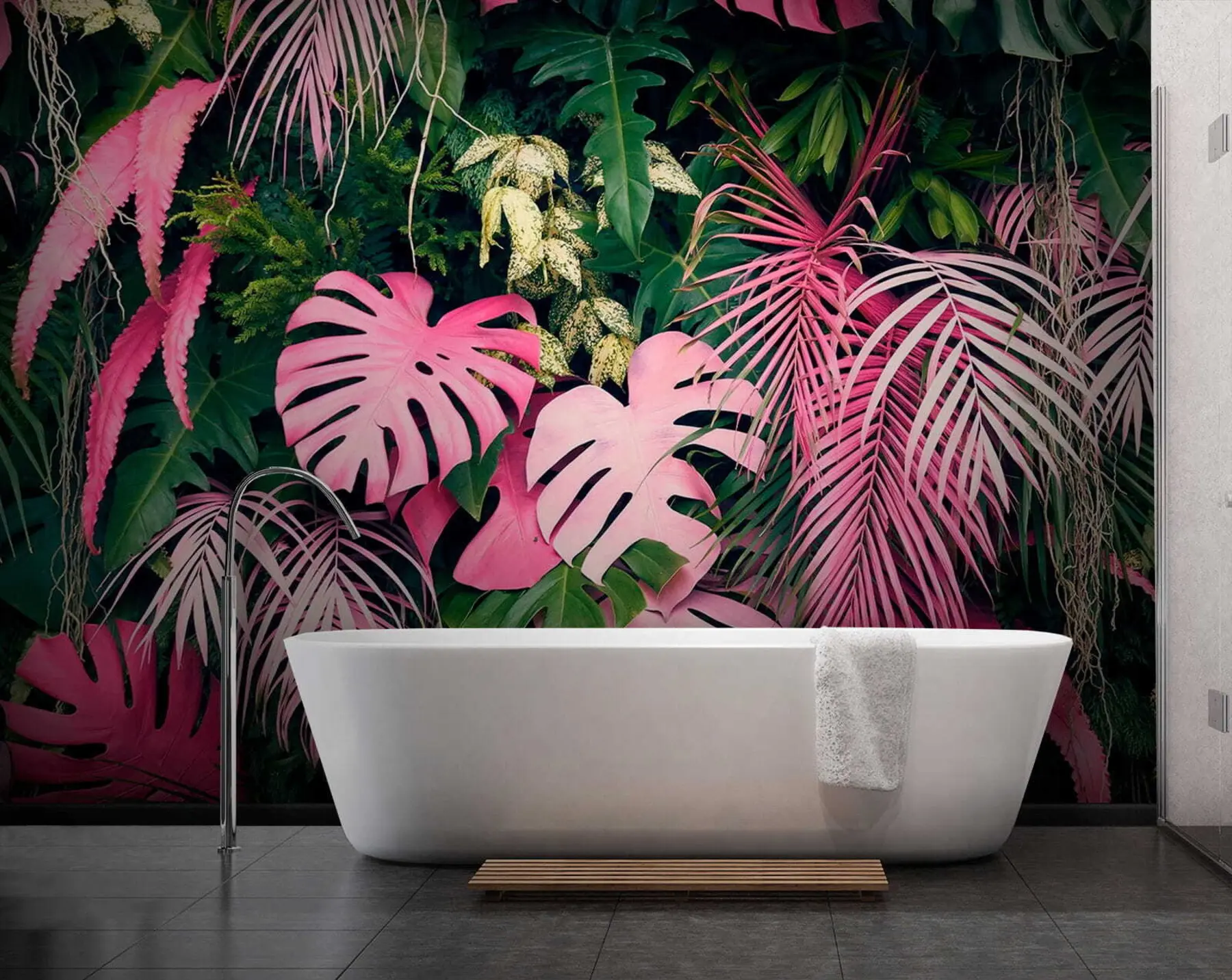 zidne murale Zeleno i ružičasto lišće u79682