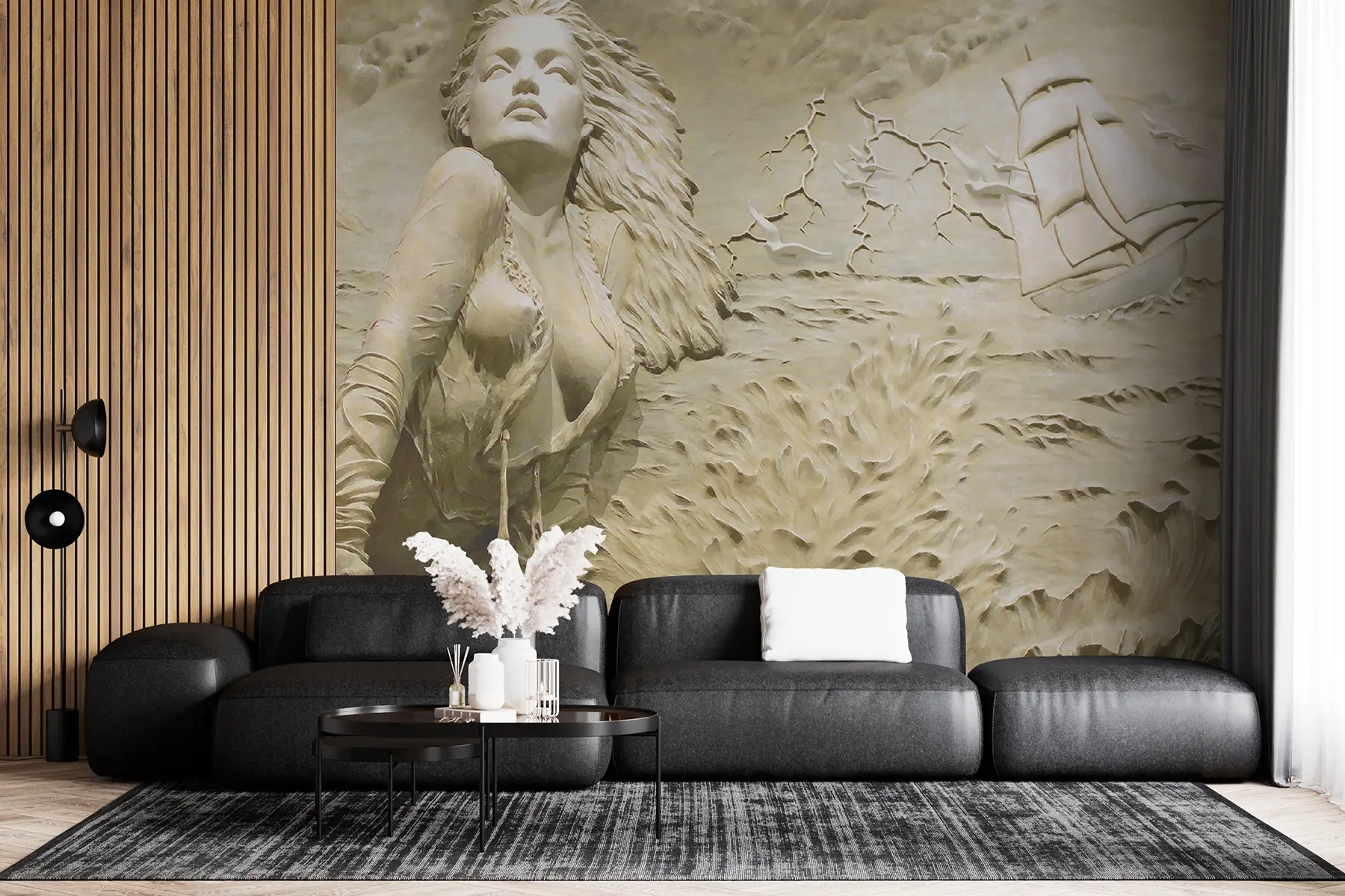 zidne murale Sirena na stijeni u08057