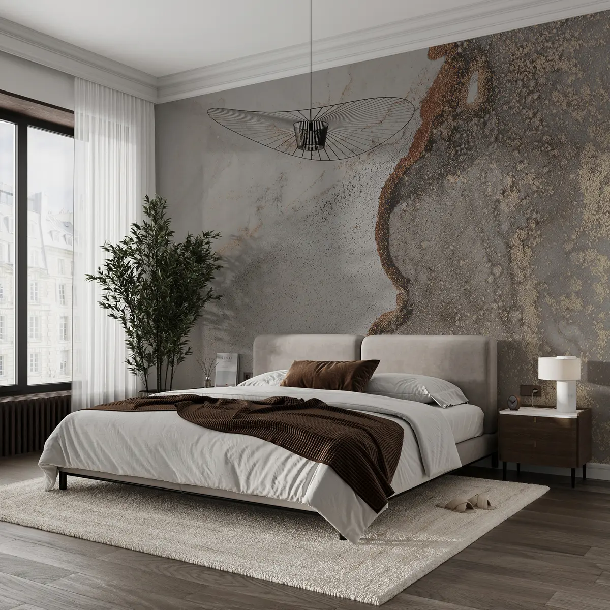 zidne murale Siva tekućina u08653