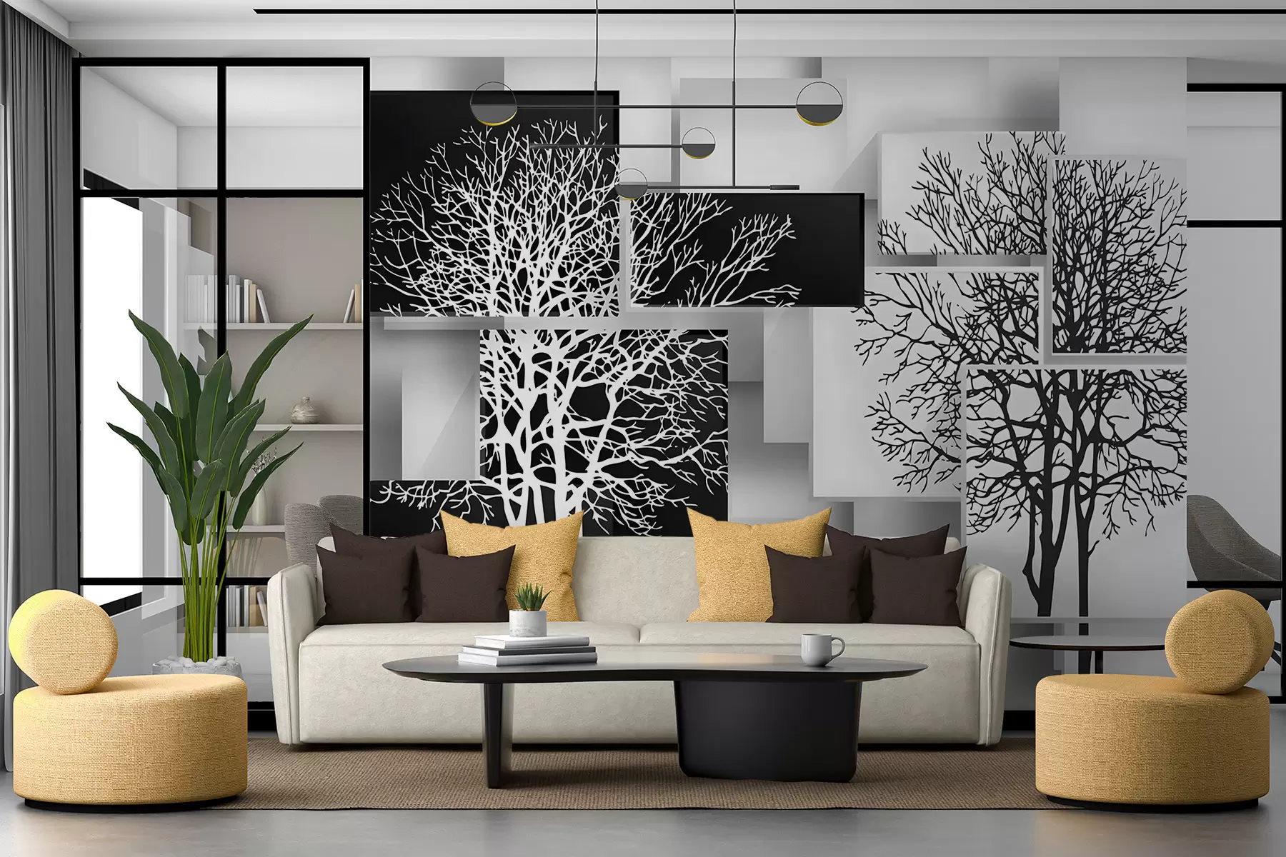 zidne murale Yin Yan drvo u09369