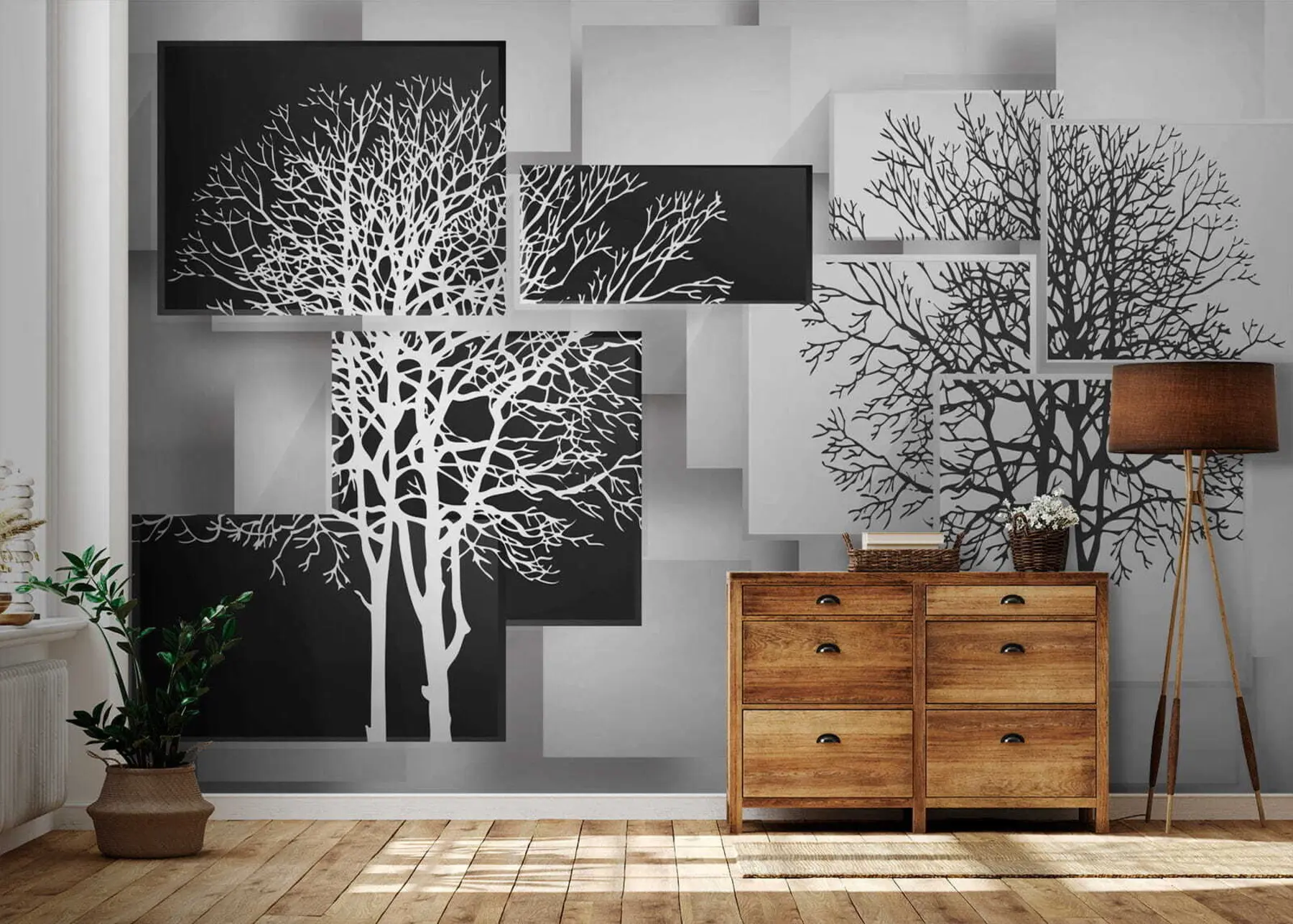 zidne murale Yin Yan drvo u09369