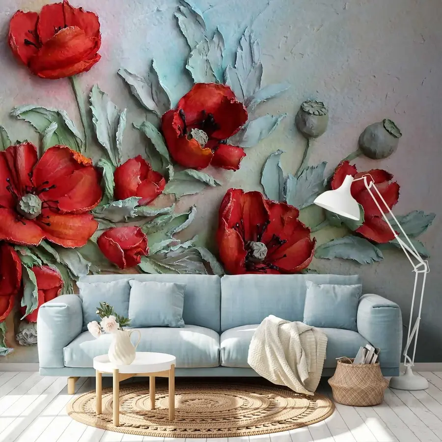 zidne murale Makovi 3d u12788