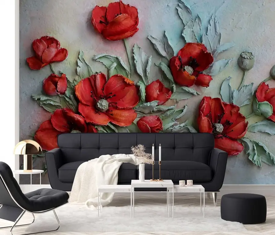 zidne murale Makovi 3d u12788