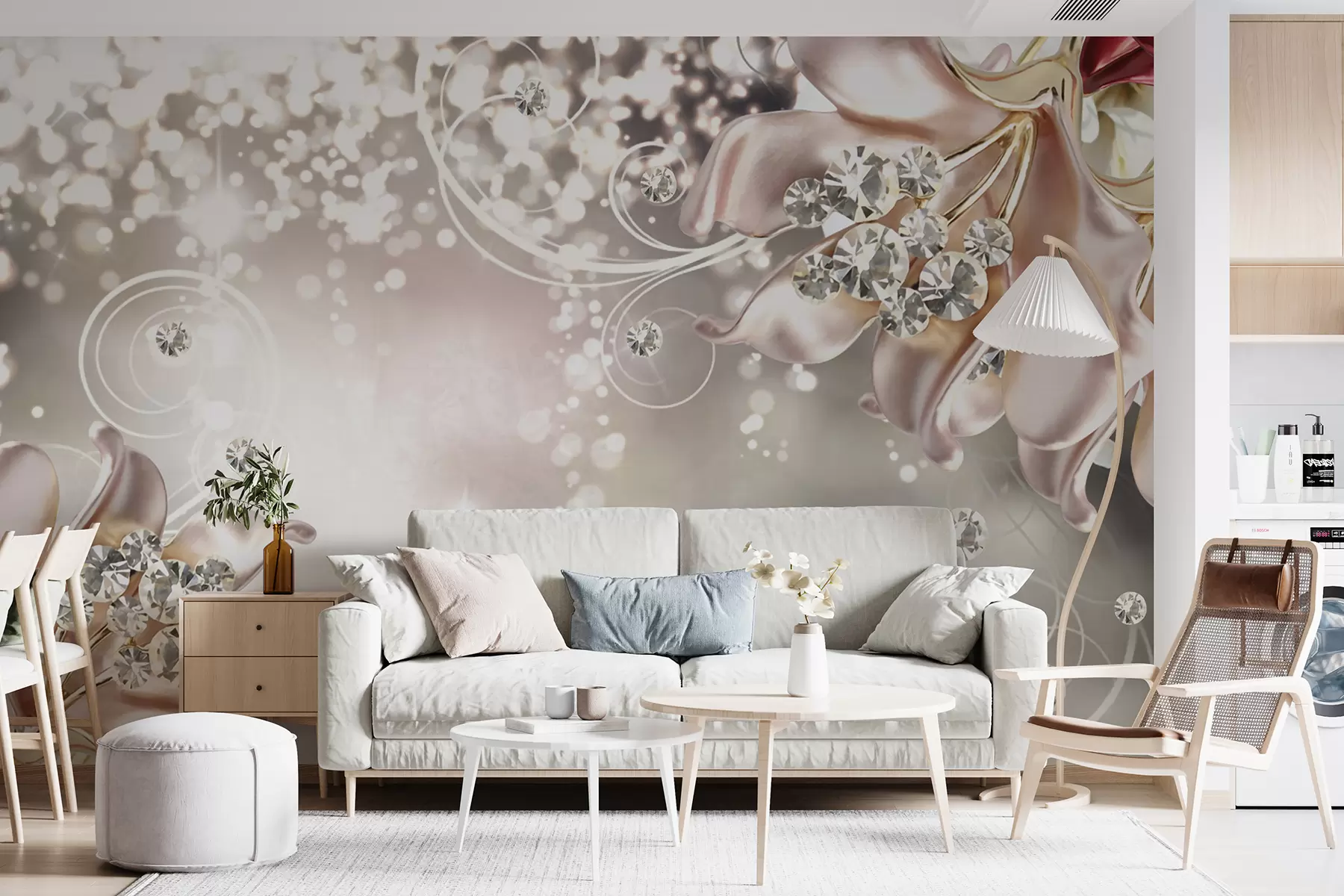 zidne murale Porculansko cvijeće i kristali u17739