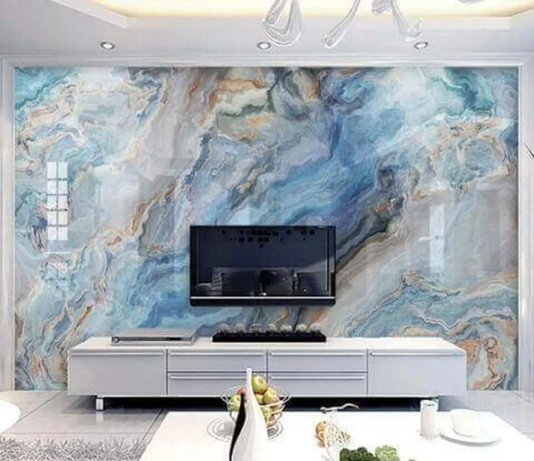 zidne murale Plavi mramor u28985