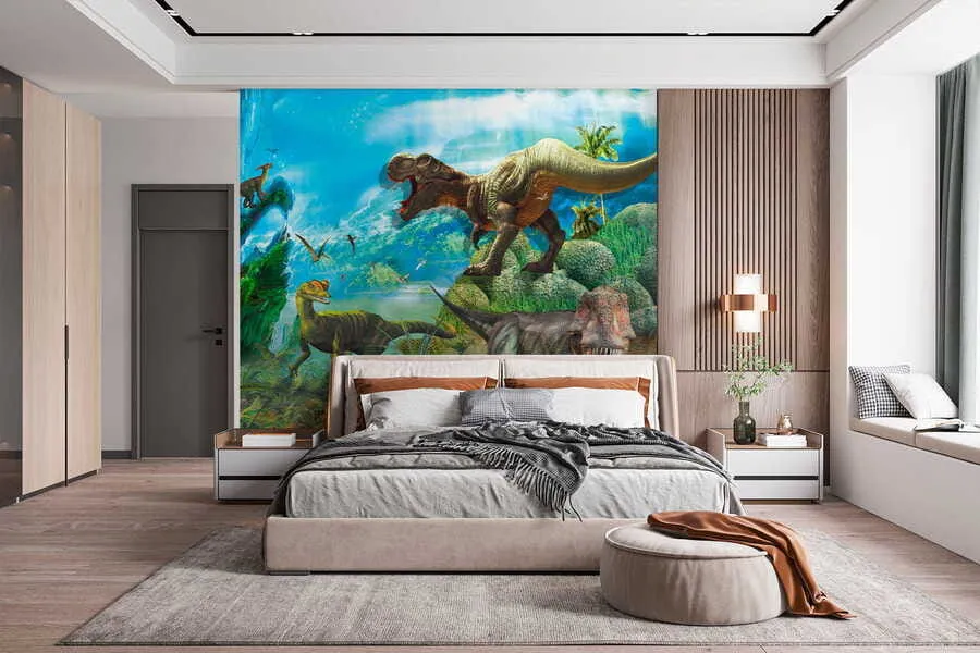 zidne murale Dinosauri u džungli u35232