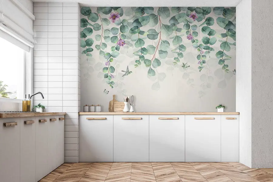zidne murale Viseće grane s cvijećem u36206