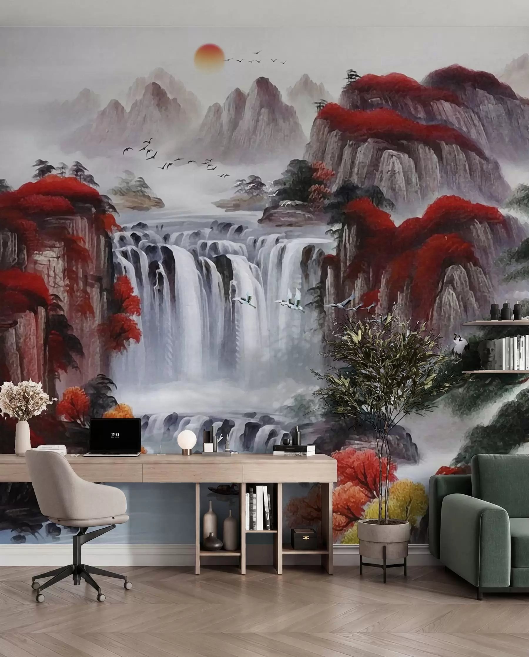 zidne murale Vodopad u japanskom stilu u36222