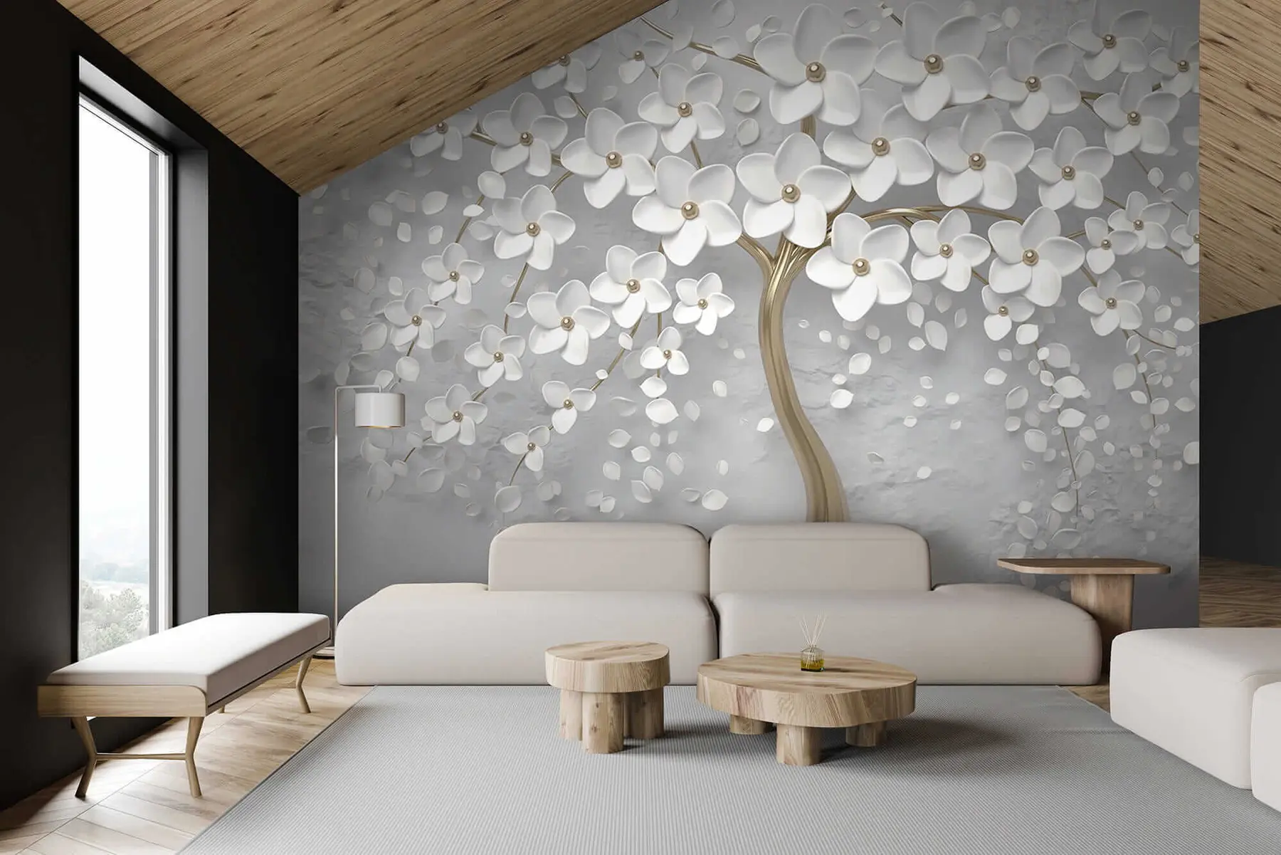 zidne murale Cvjetno stablo s velikim cvjetovima u37065