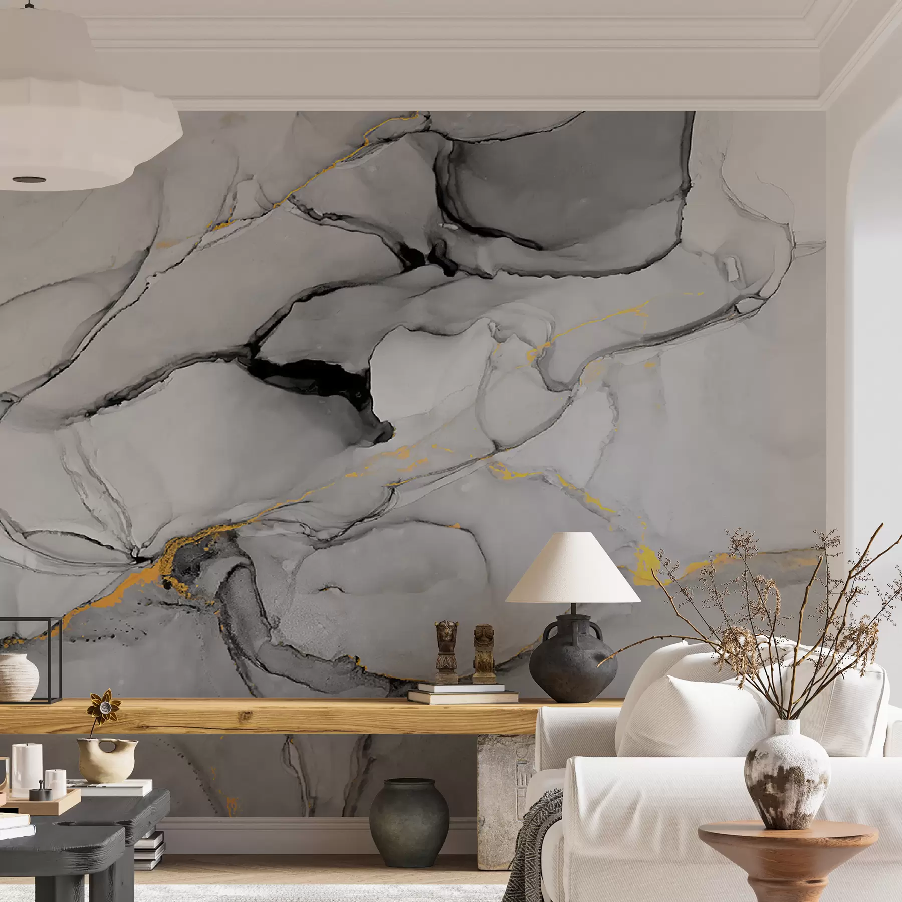 zidne murale Sivi mramor u49256