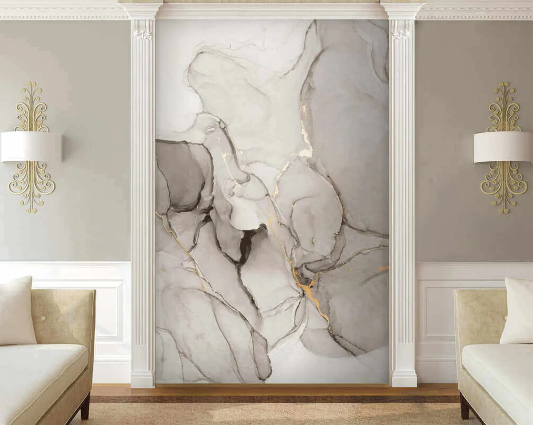 zidne murale Sivi mramor u49256