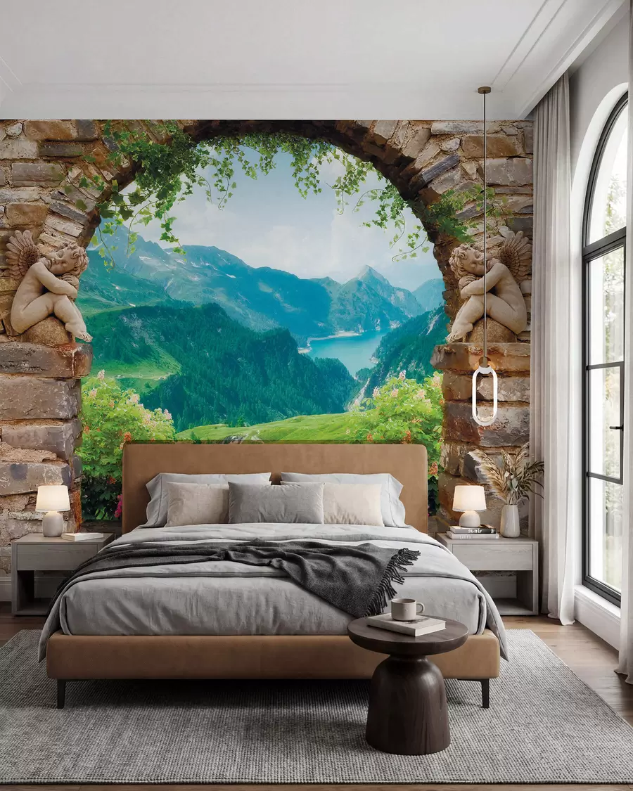 zidne murale Luk s pogledom na planine u52506