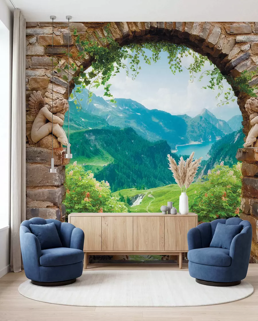zidne murale Luk s pogledom na planine u52506