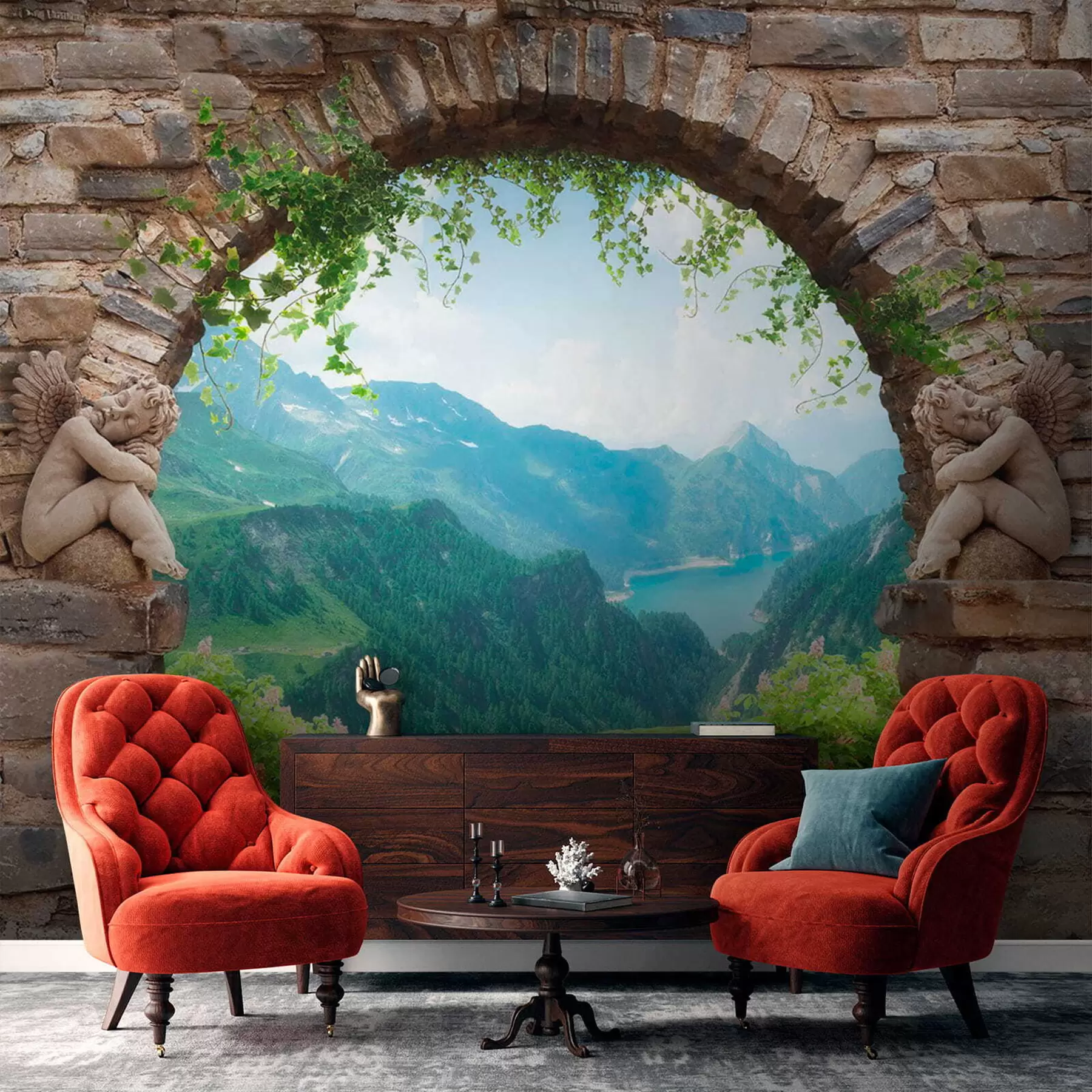 zidne murale Luk s pogledom na planine u52506