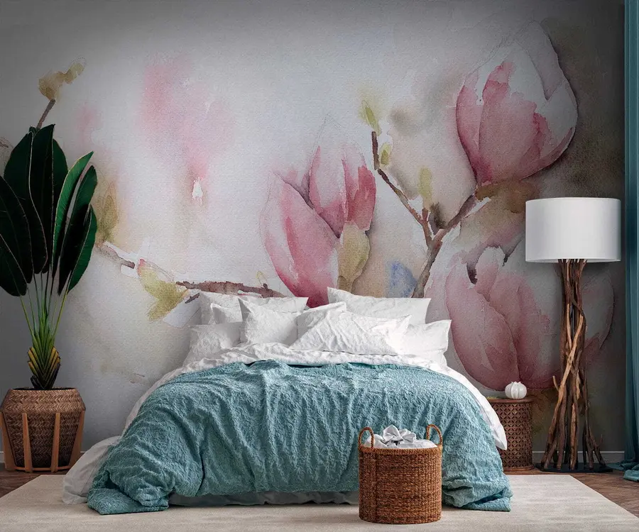 zidne murale Magnolije cvjetaju, akvarel slika u53757