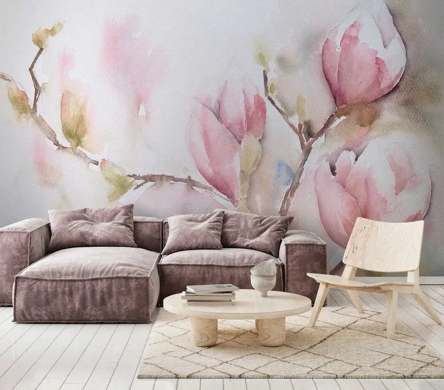 zidne murale Magnolije cvjetaju, akvarel slika u53757