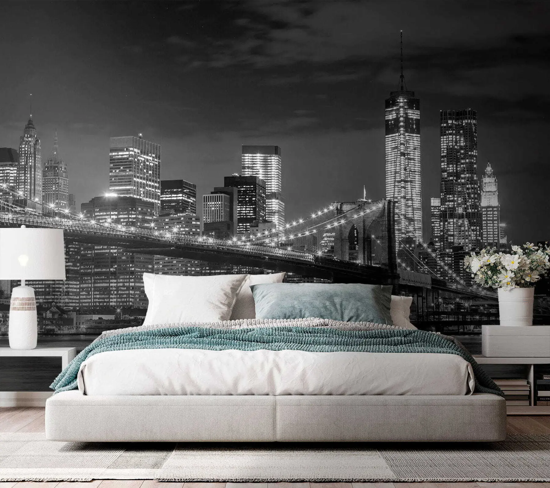 zidne murale Voda, neboder i zgrada u56428