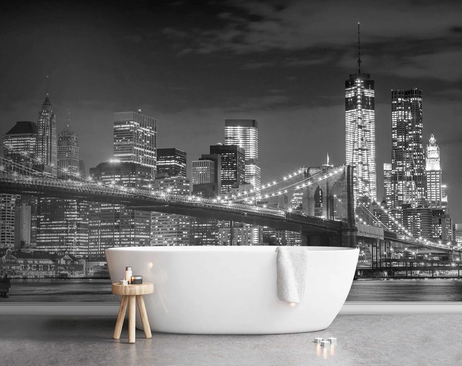 zidne murale Voda, neboder i zgrada u56428