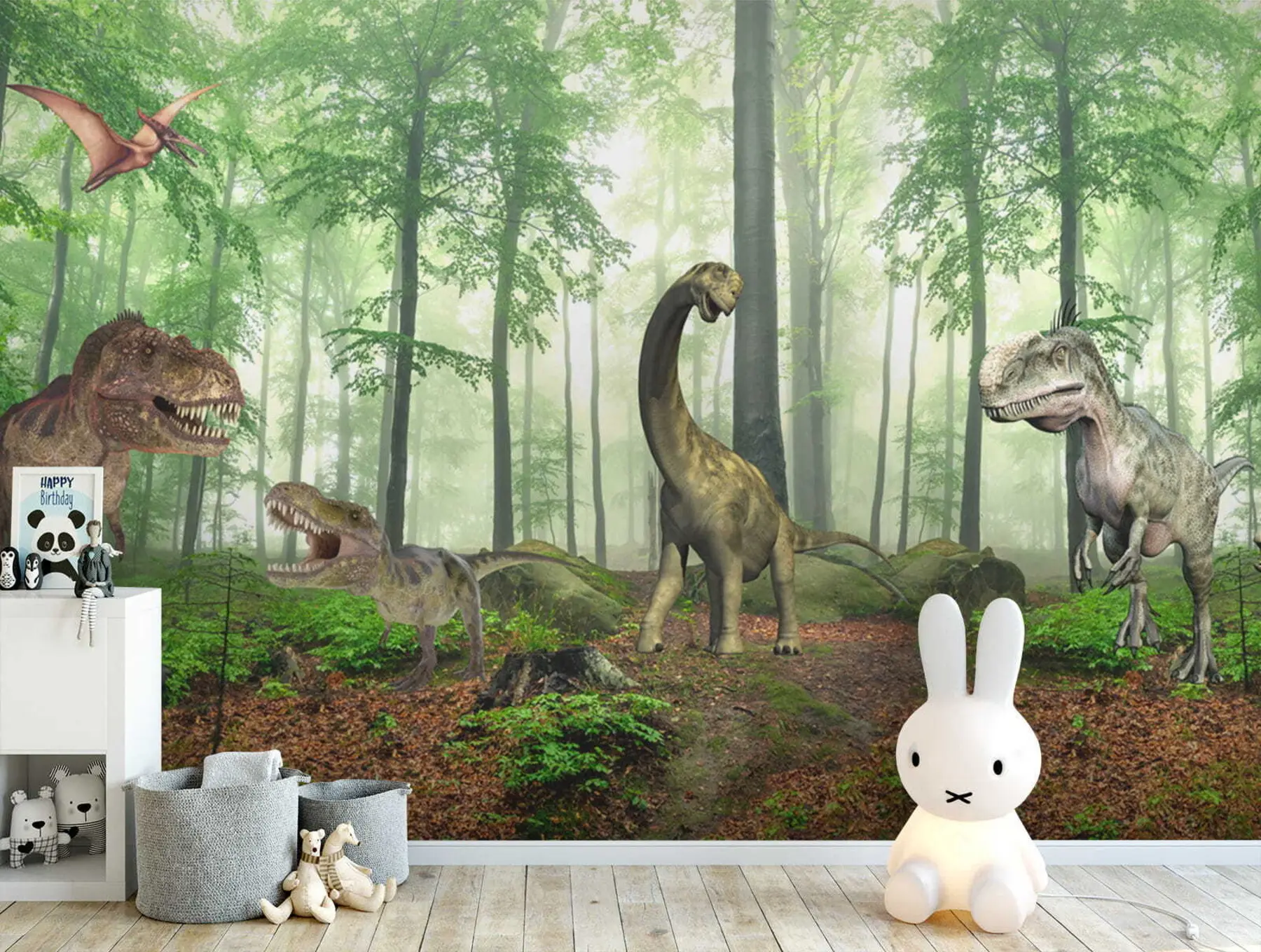 zidne murale Dinosauri u šumi u60039
