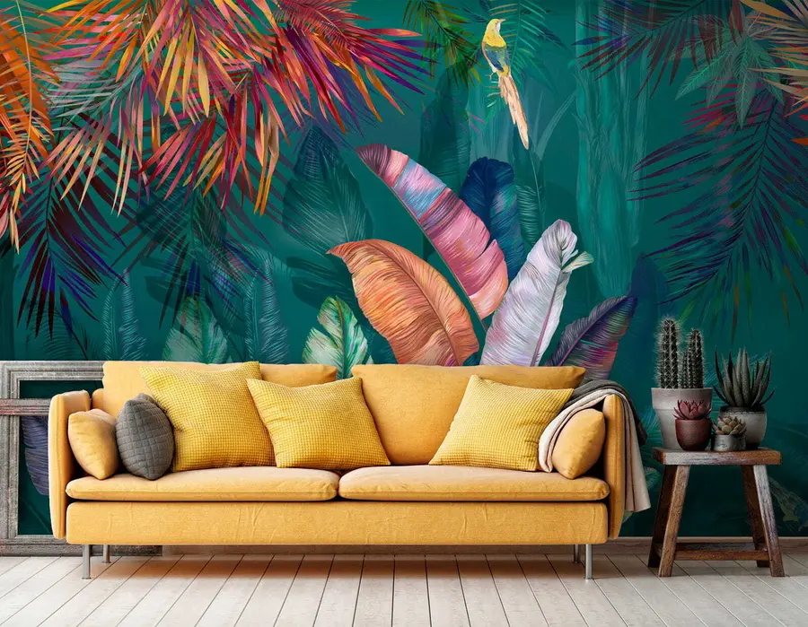 zidne murale Svijetlo lišće banane u60120