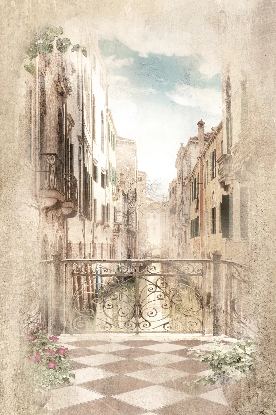 zidne murale Oblak, zgrada i biljka u60320