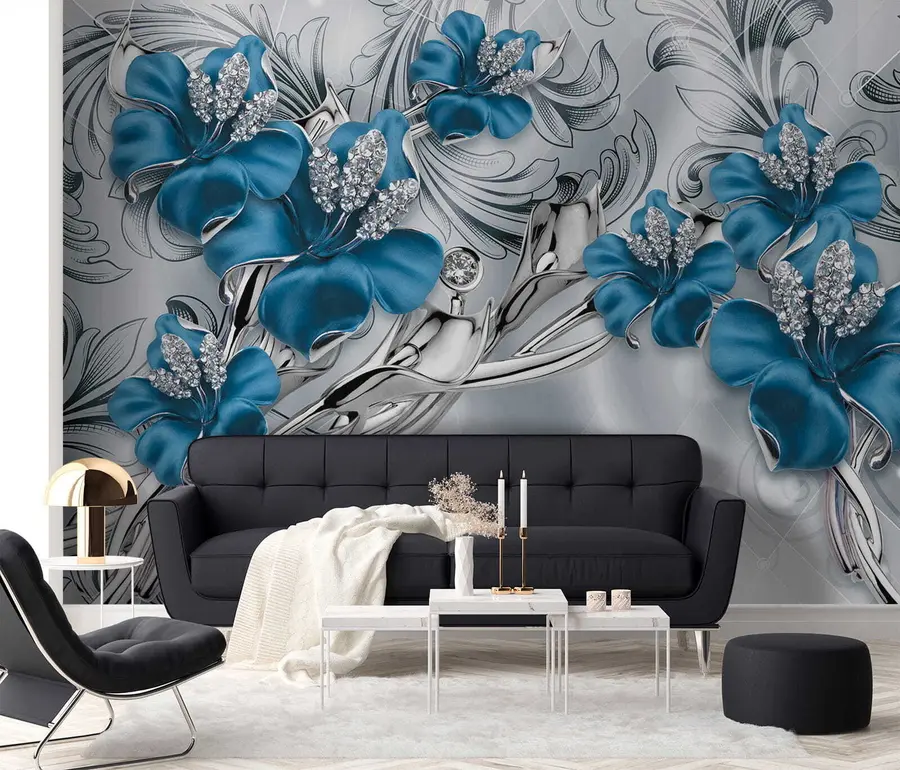 zidne murale Azurno cvijeće u60405