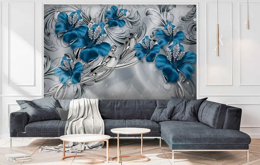 zidne murale Azurno cvijeće u60405