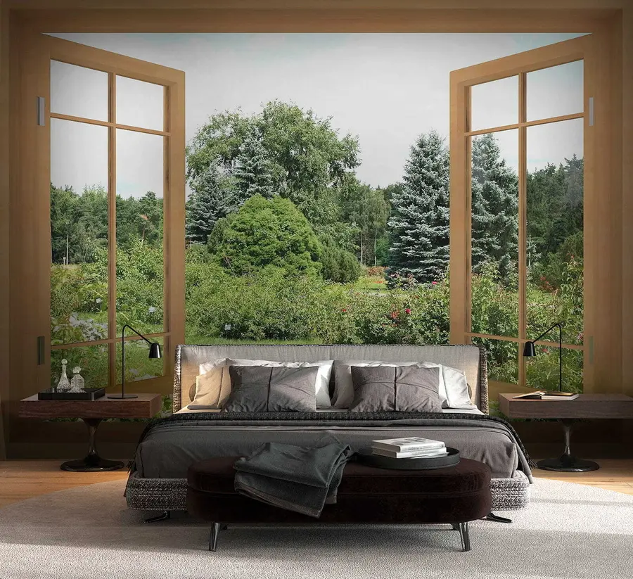 zidne murale Pogled s prozora na šumu u60673