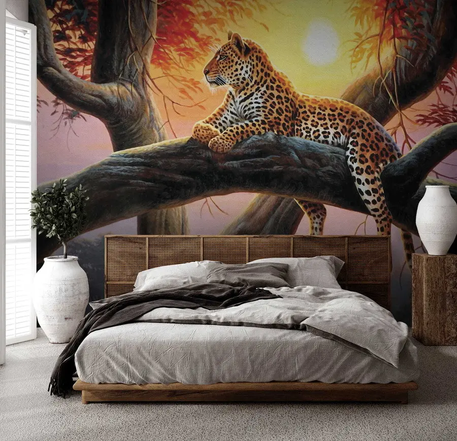 zidne murale Leopard on a tree u62925