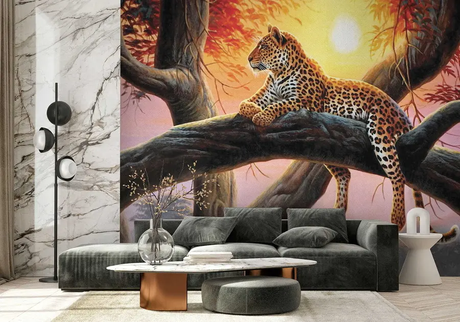 zidne murale Leopard on a tree u62925