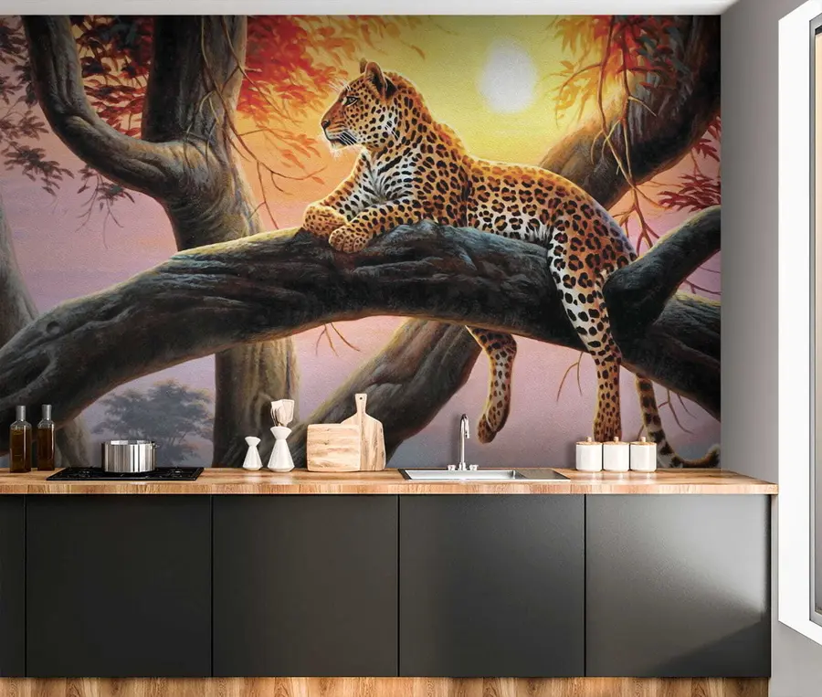 zidne murale Leopard on a tree u62925