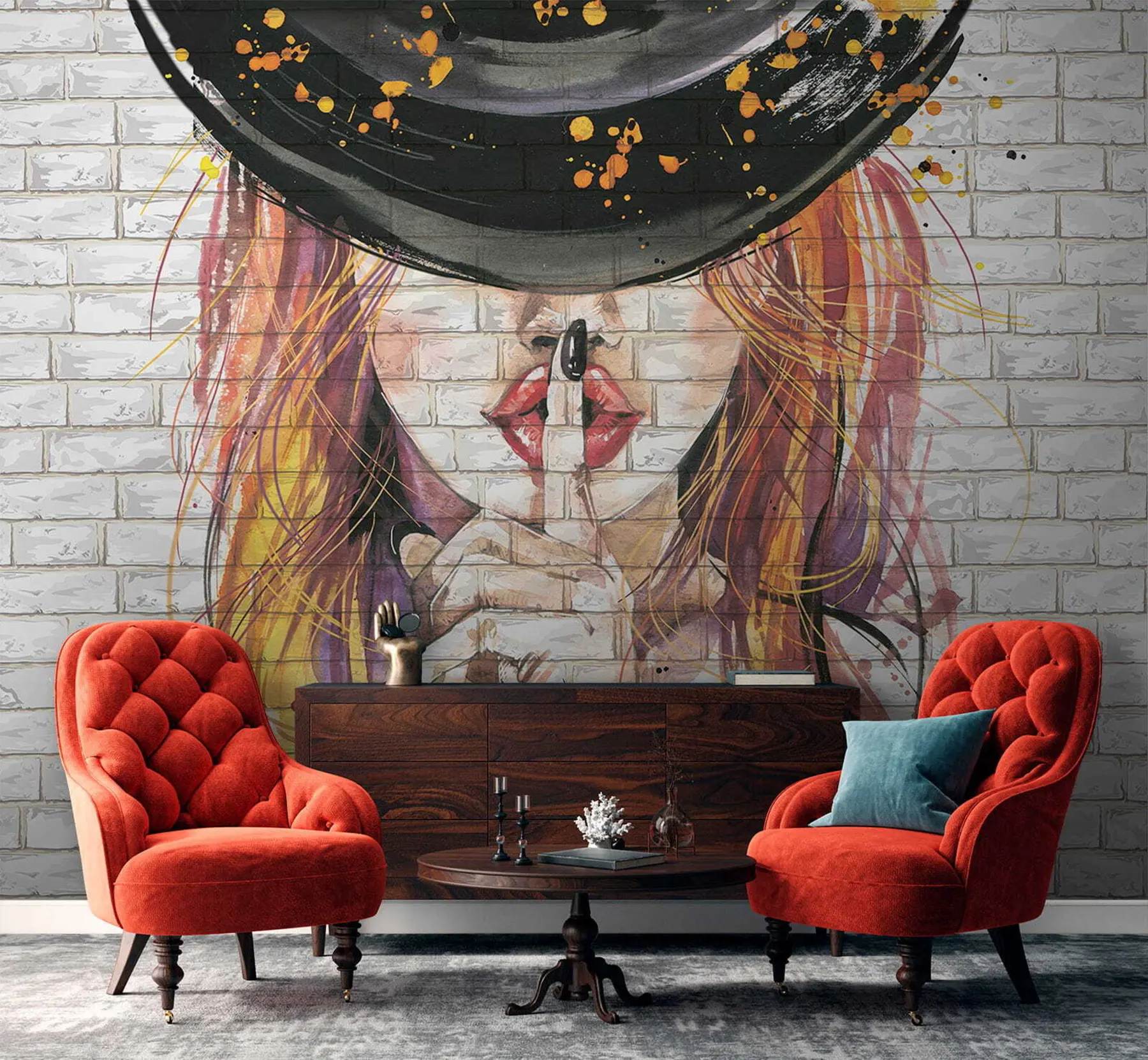 zidne murale Djevojka s vodenim bojama u67648