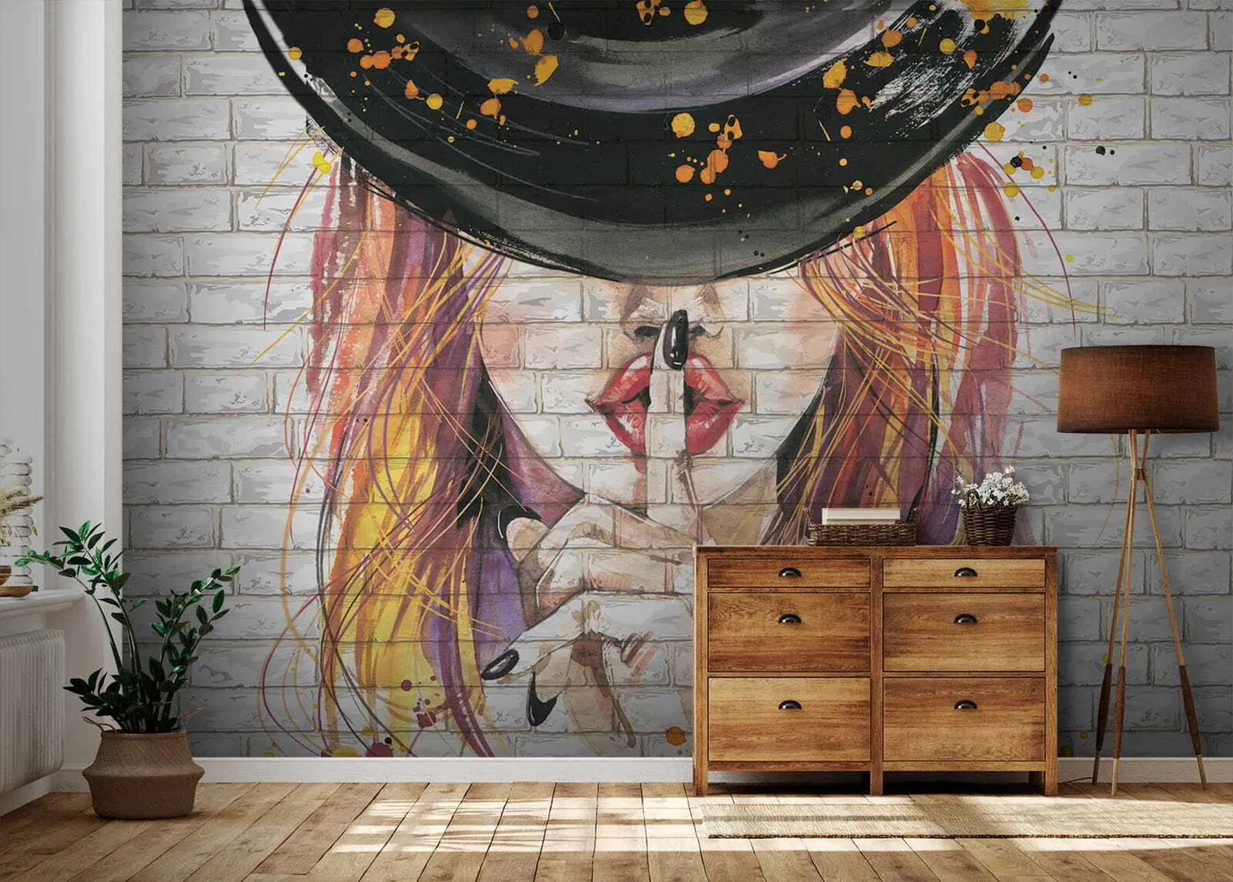 zidne murale Djevojka s vodenim bojama u67648