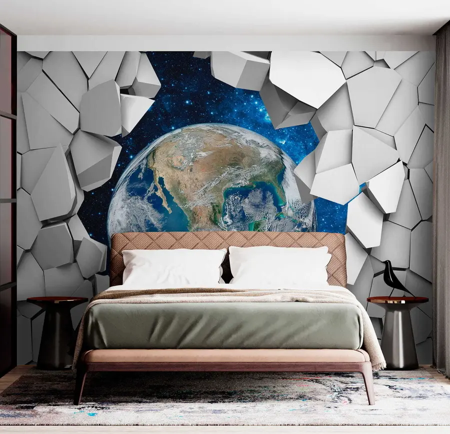 zidne murale 3D zid i planet u77808