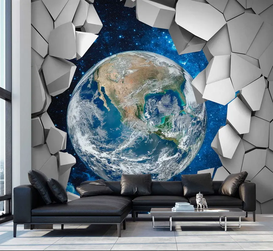 zidne murale 3D zid i planet u77808