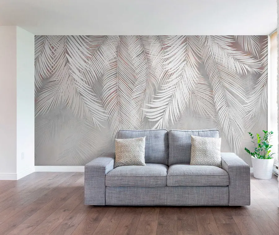 zidne murale Sivo palmino lišće u48556