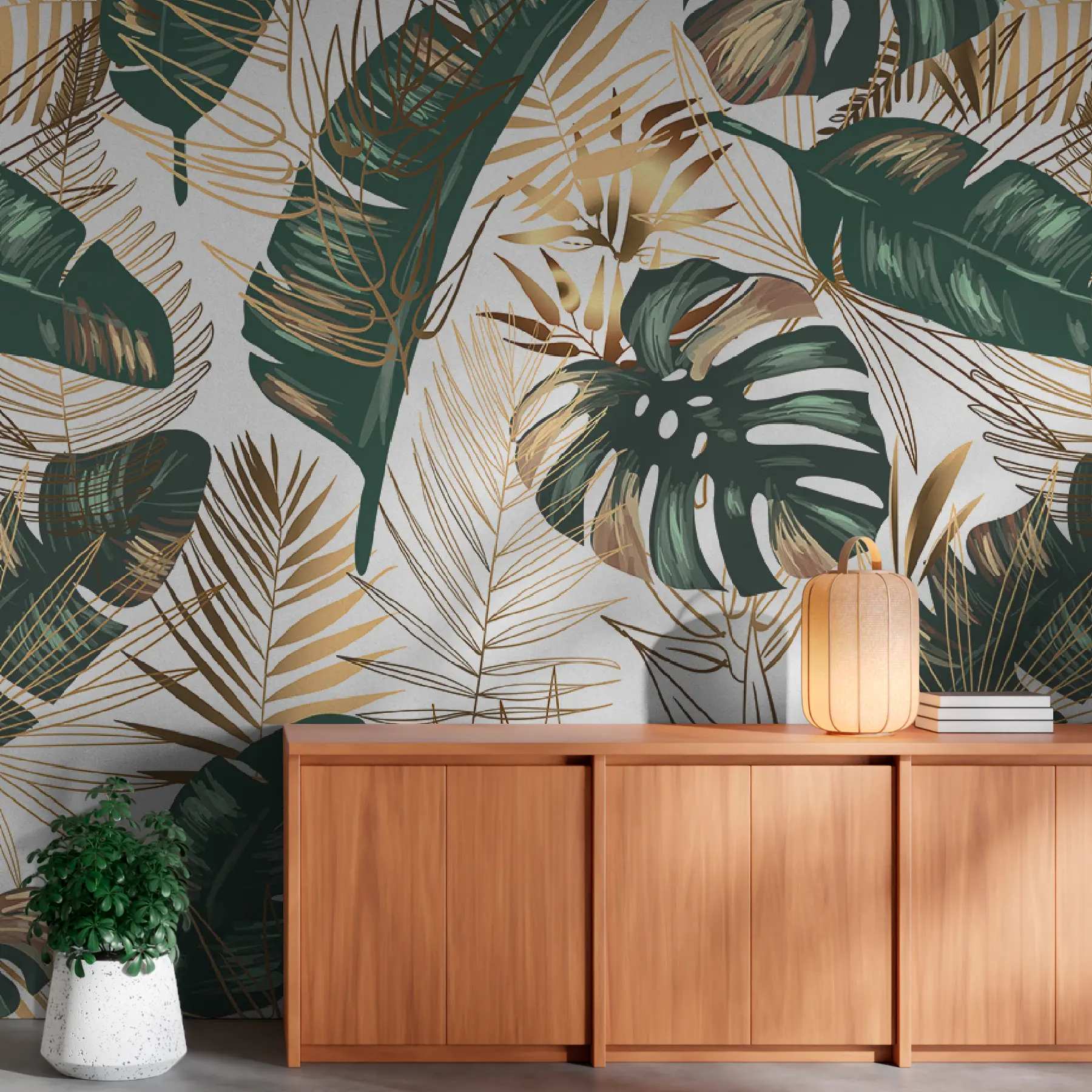 zidne murale Lišće banane i lišće palme u53279