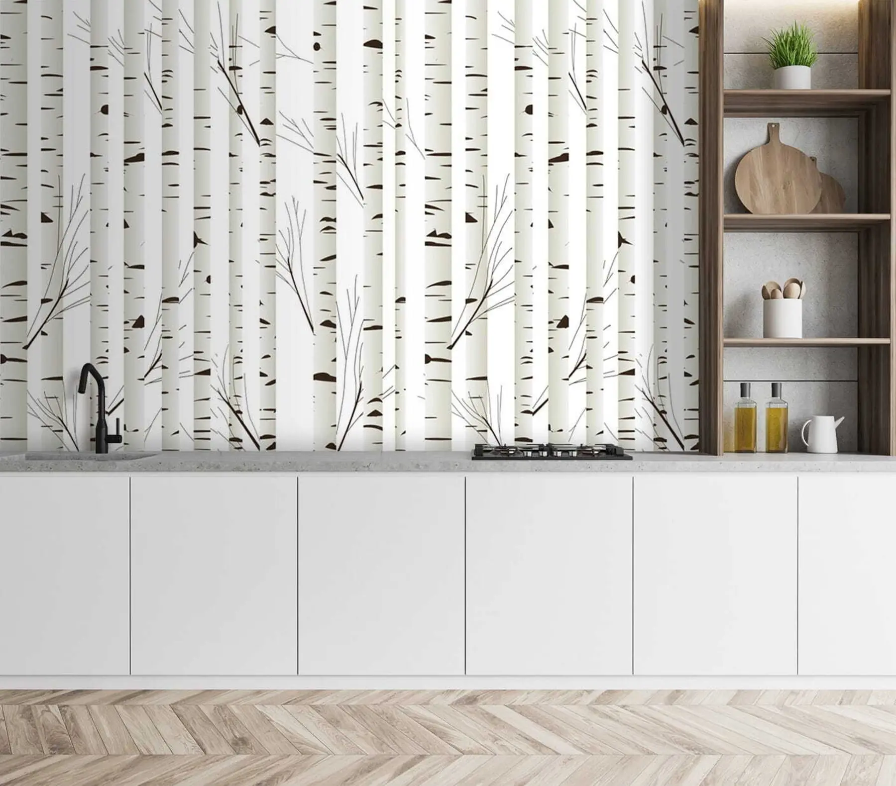 zidne murale Šuma breze u58973