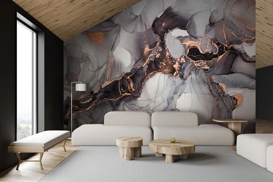 zidne murale Fluid art apstraktna umjetnost u tamnim nijansama u70766