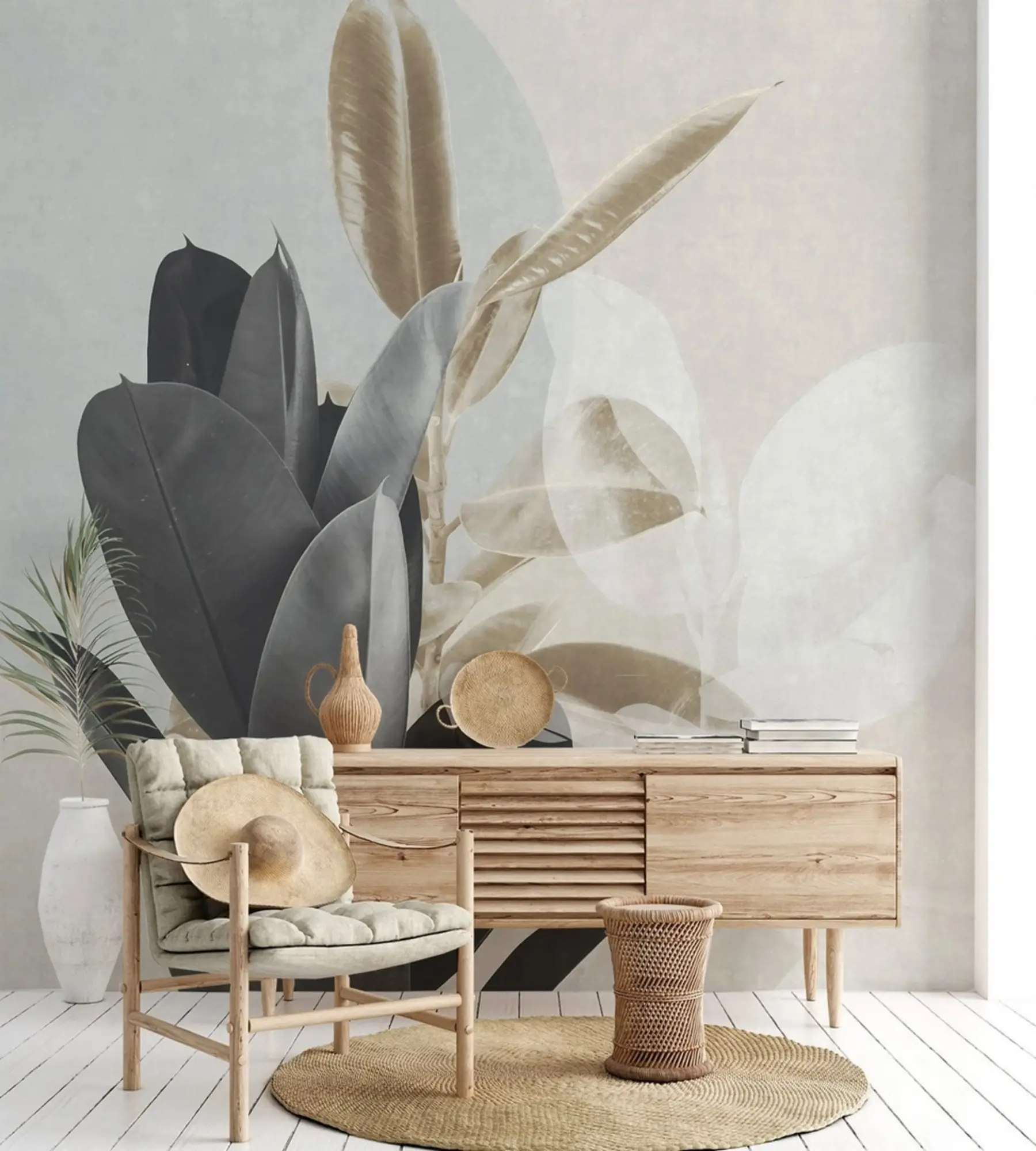 zidne murale Fikus na grunge pozadini zida u71334