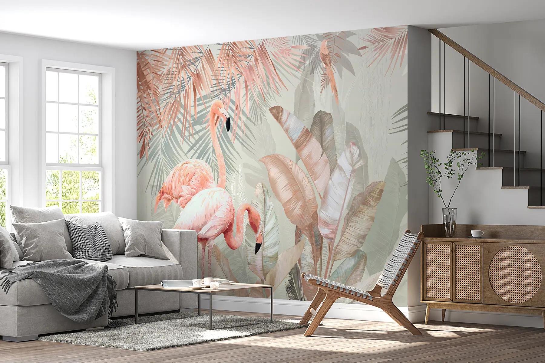 zidne murale Flamingosi u ružičastim tropima u21344v1