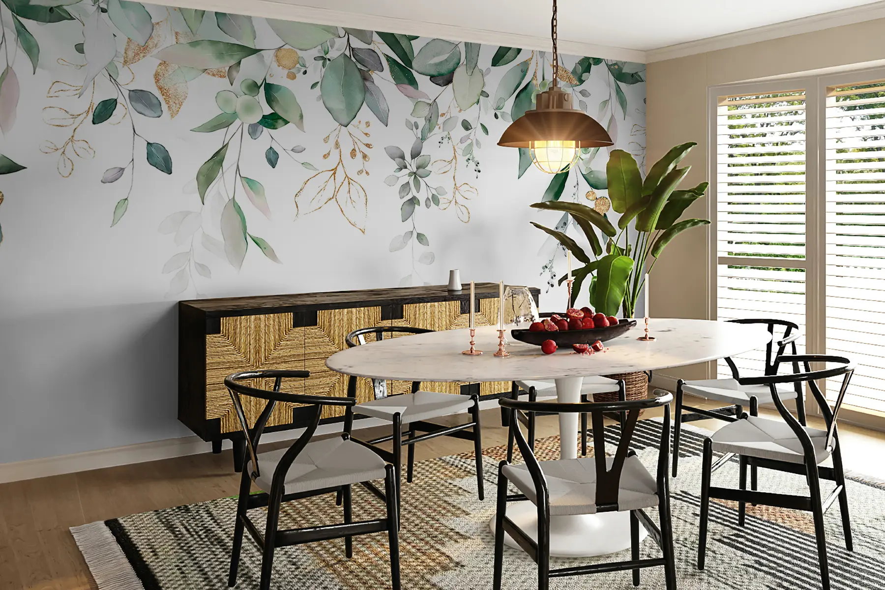 zidne murale Viseći list eukaliptusa na bijeloj pozadini u95506d2