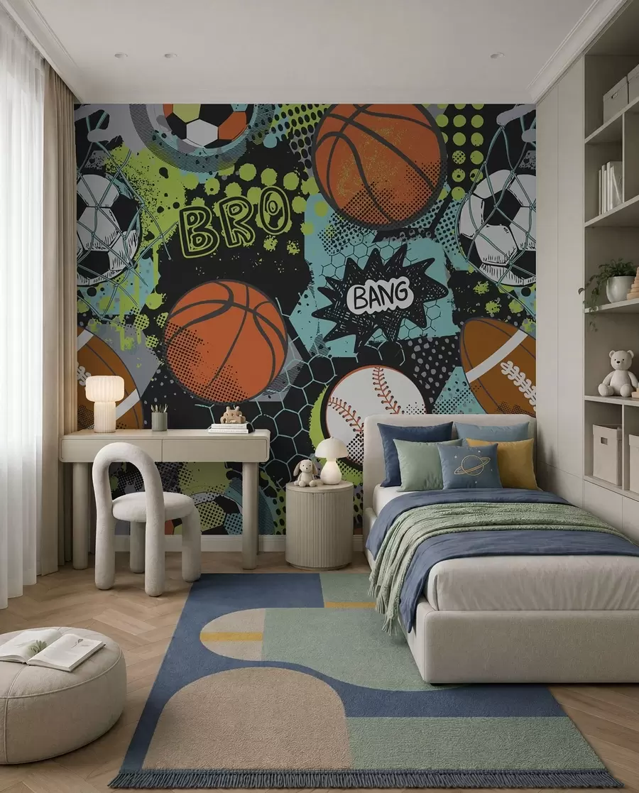 zidne murale Neonska igra loptama u99729