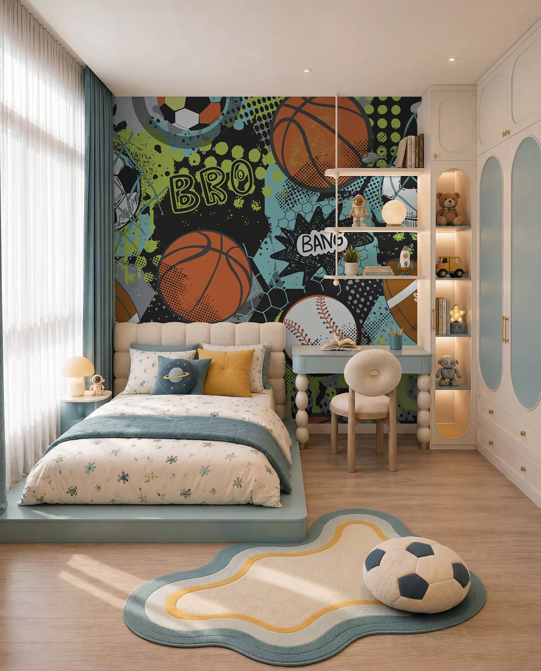 zidne murale Neonska igra loptama u99729