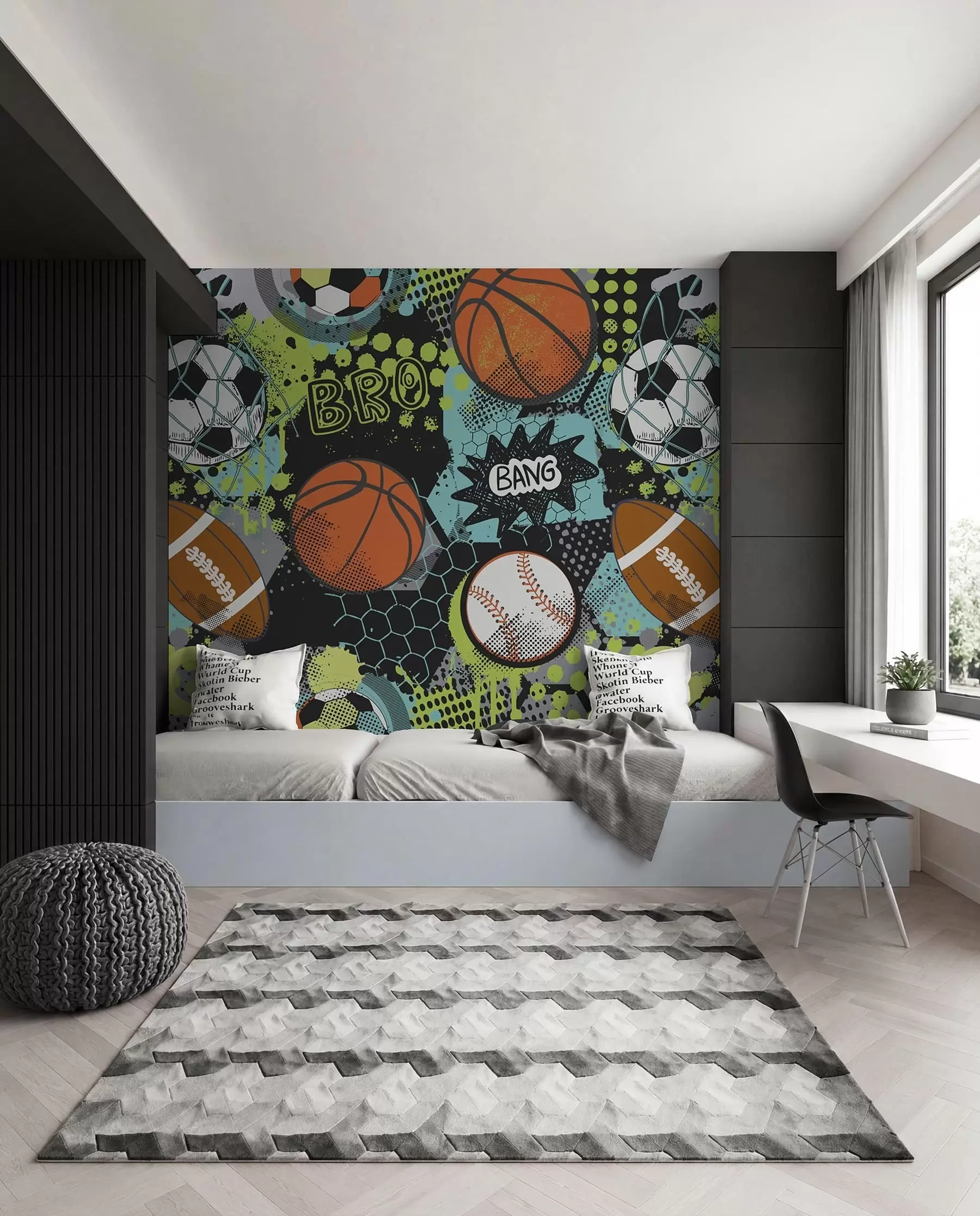 zidne murale Neonska igra loptama u99729