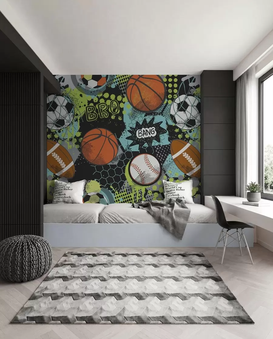 zidne murale Neonska igra loptama u99729