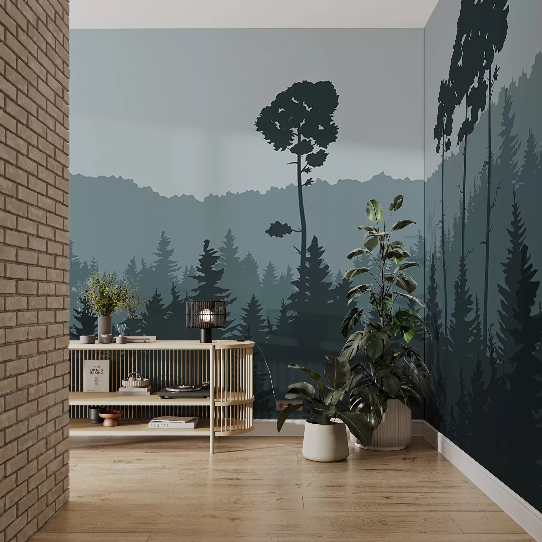 zidne murale Planine i visoka stabla w00377