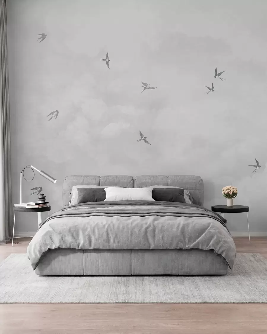 zidne murale Sivo nebo s lastavicama w00526v1