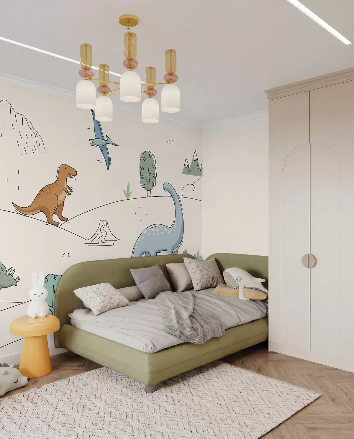 zidne murale Šareni dinosauri na brdima w00637